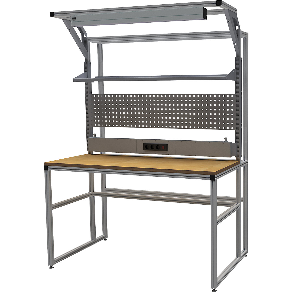 Établi en aluminium workalu® avec superstructure modulaire, simple face – bedrunka hirth
