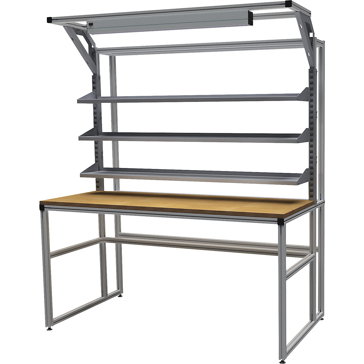 Établi en aluminium workalu® avec superstructure modulaire, simple face - bedrunka hirth