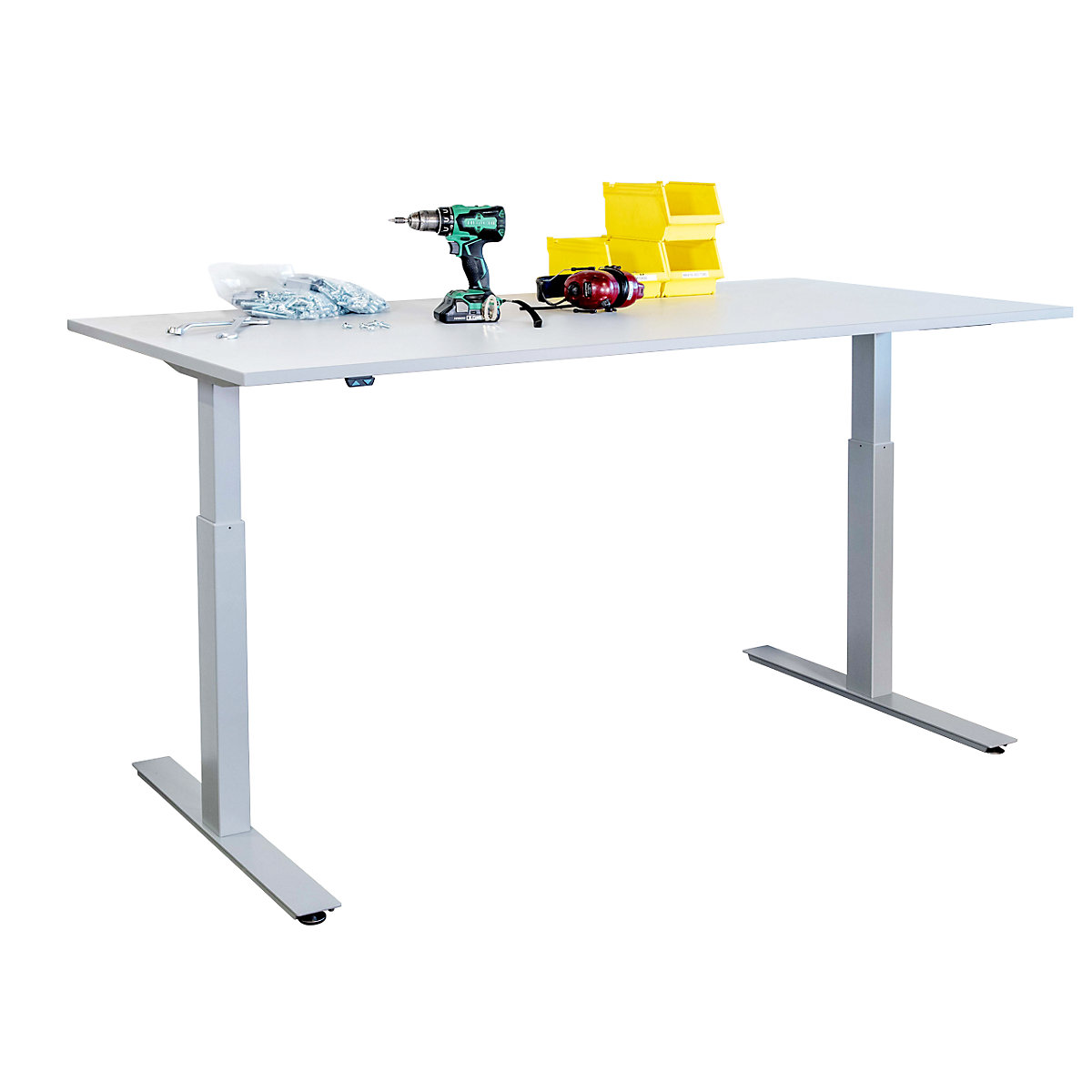 Poste de travail assis-debout électrique – eurokraft basic, hauteur 680 – 1180 mm, plateau en stratifié HPL, l x p 1600 x 800 mm-3