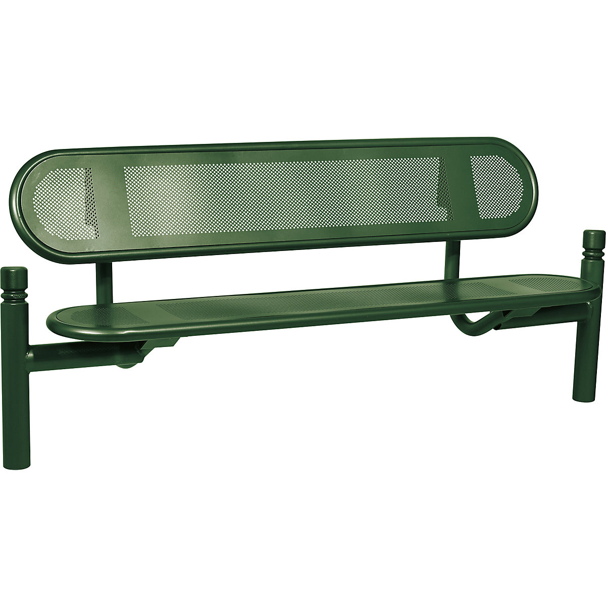 ESTORIL bench – PROCITY, city, length 1800 mm, moss green, with back rest-2