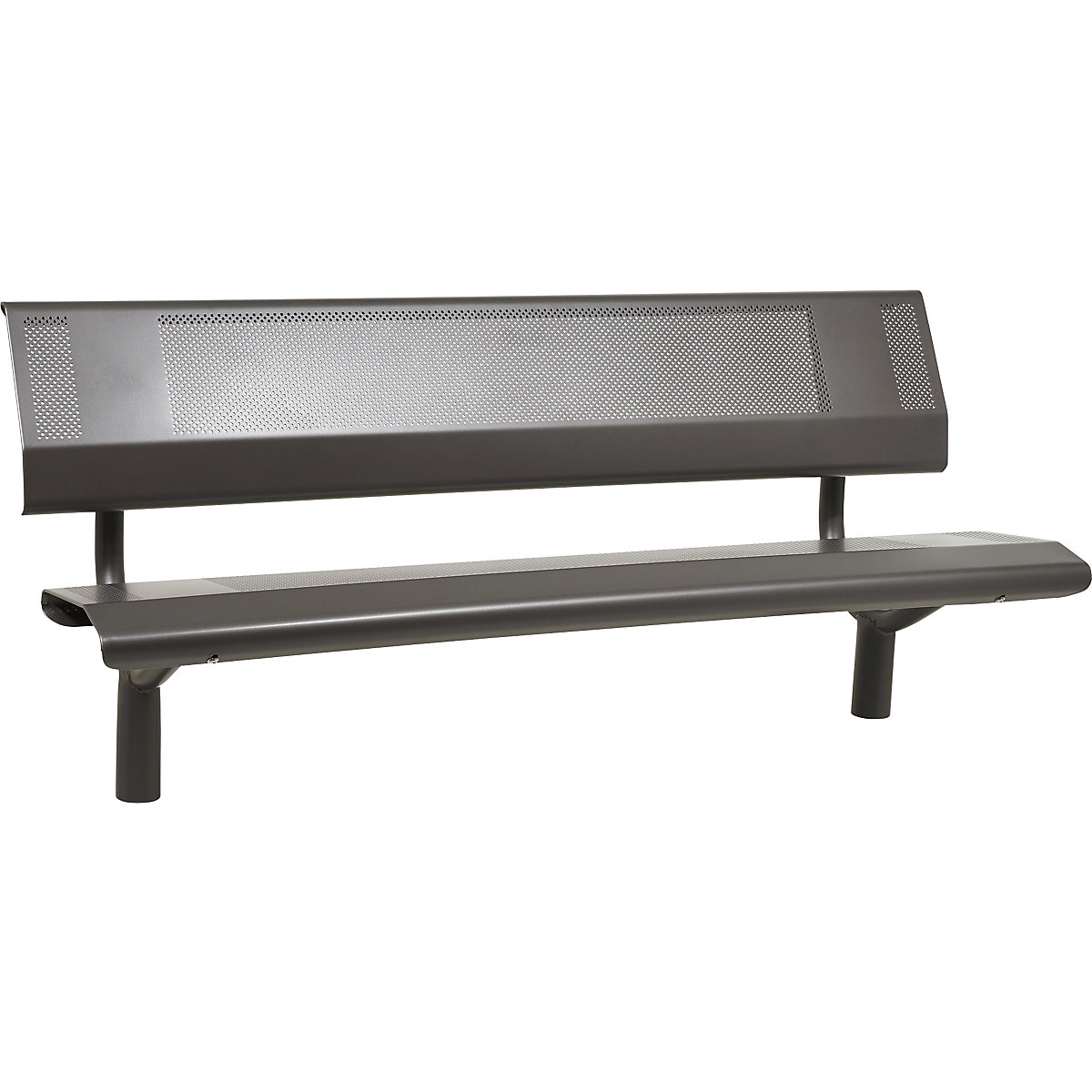 OSLO bench made of steel – PROCITY, seat height 450 mm, length 1800 mm, charcoal, with back rest-5