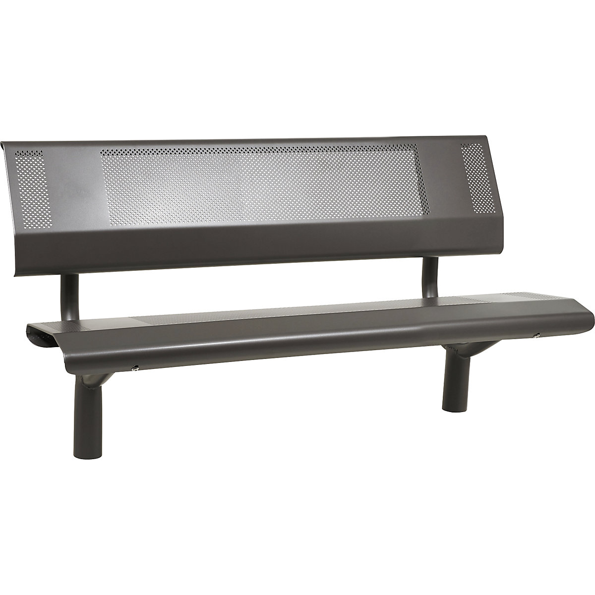 OSLO bench made of steel – PROCITY, seat height 450 mm, charcoal, with back rest-2