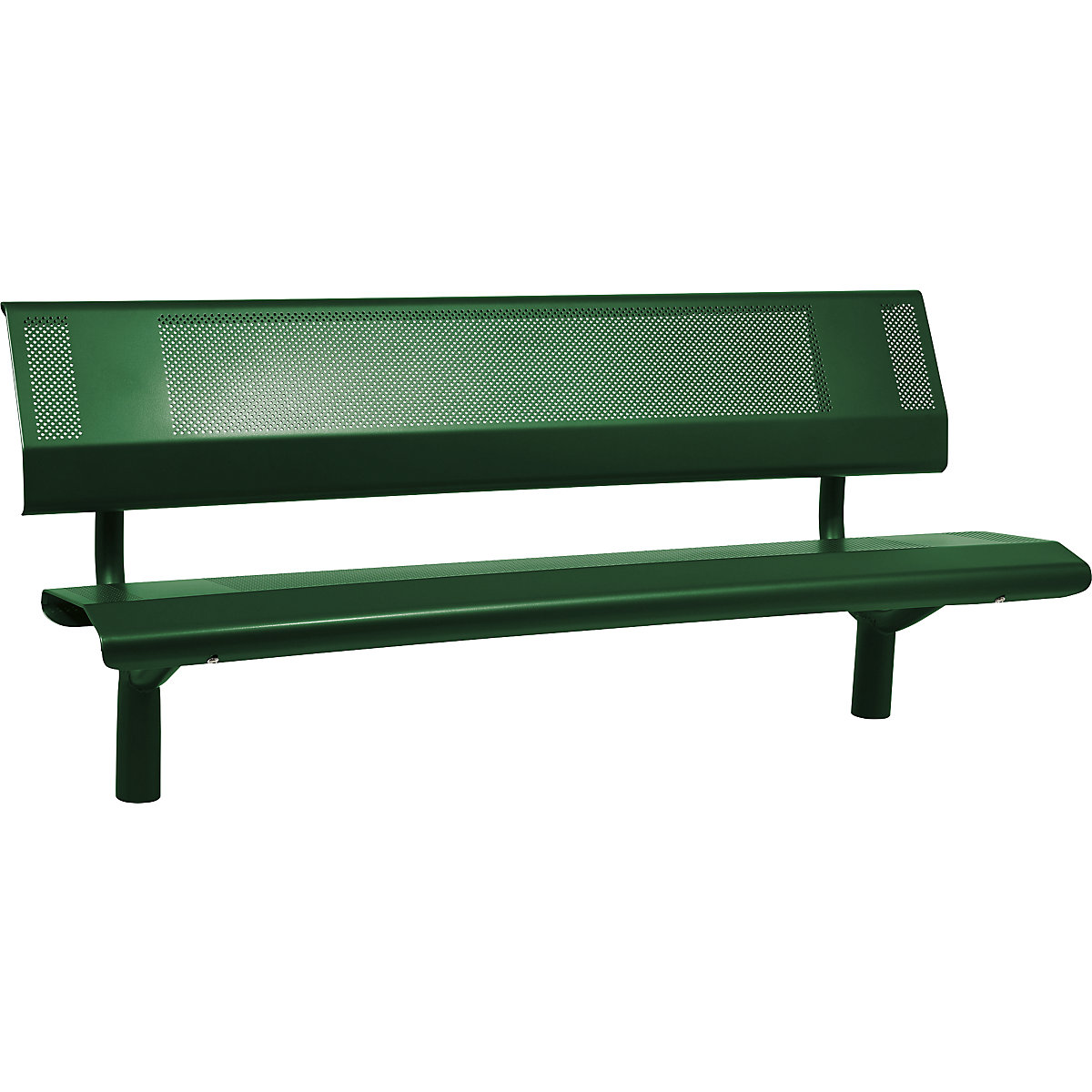 OSLO bench made of steel – PROCITY, seat height 450 mm, length 1800 mm, moss green, with back rest-4