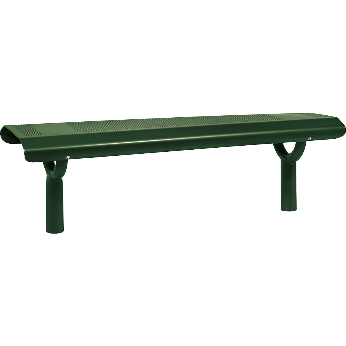 OSLO bench made of steel – PROCITY, seat height 450 mm, moss green-3