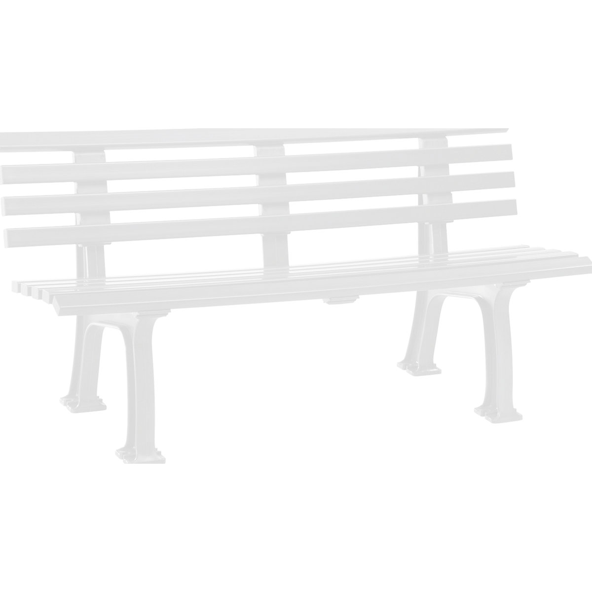 Park bench made of plastic, with 9 slats, width 1500 mm, white-4