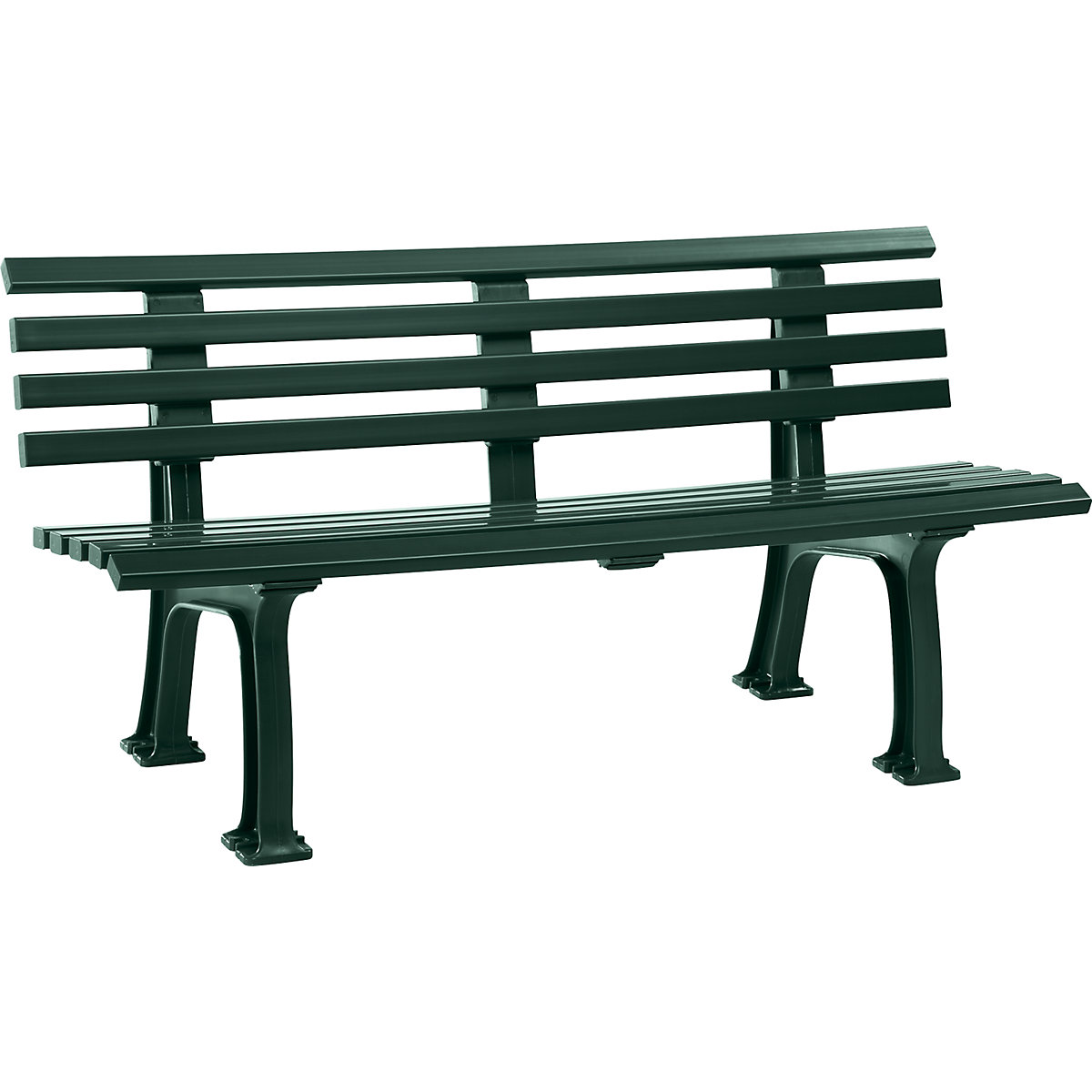 Park bench made of plastic, with 9 slats, width 1500 mm, moss green-9