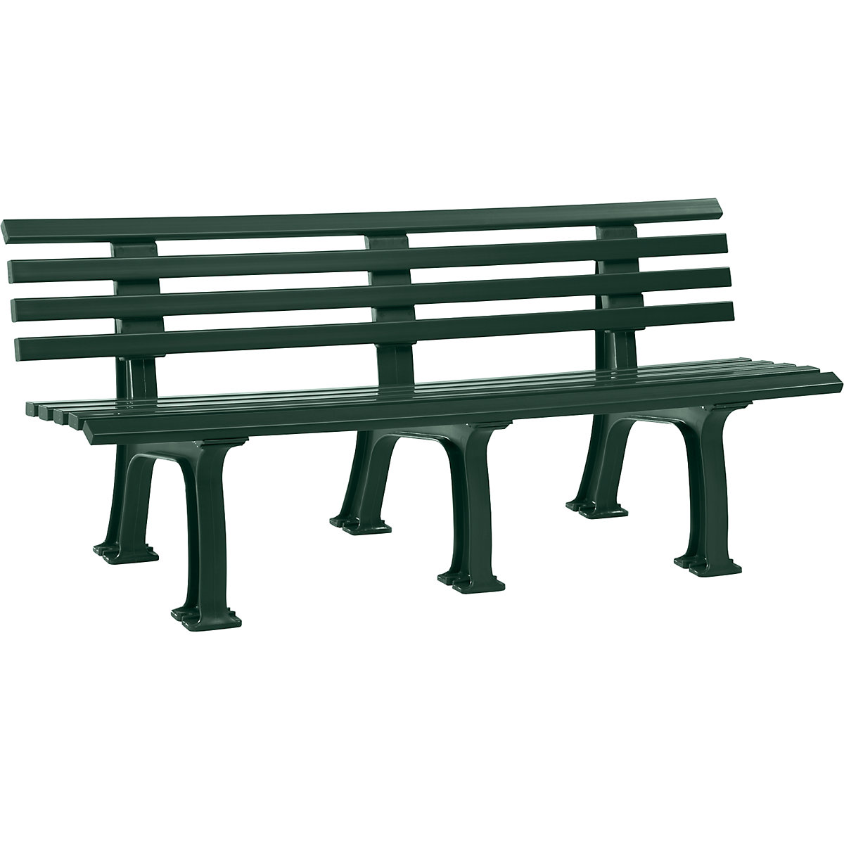 Park bench made of plastic, with 9 slats, width 2000 mm, moss green-8