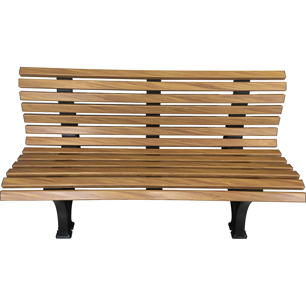 Park bench made of plastic, with 13 slats, width 1500 mm, wood finish-4