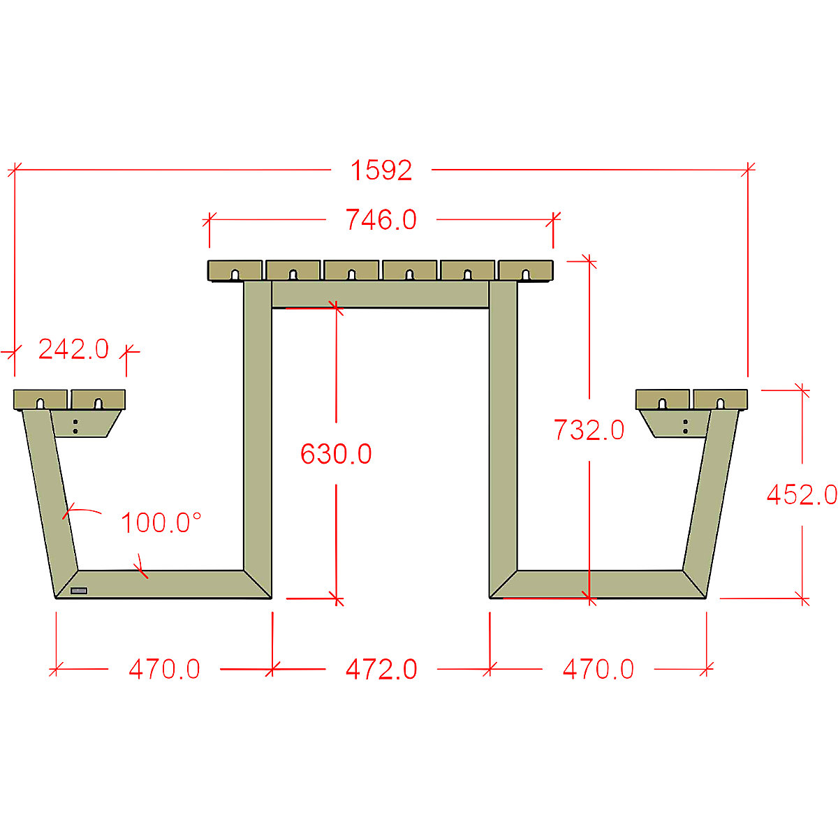 Picnic bench for 6 people (Product illustration 4)-3