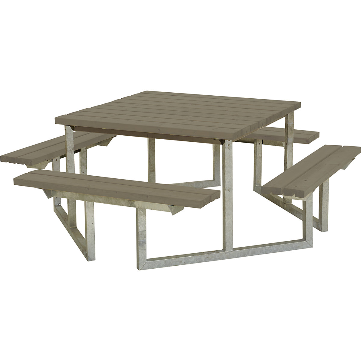 Picnic bench for 8 people, certified pine wood, grey brown-9
