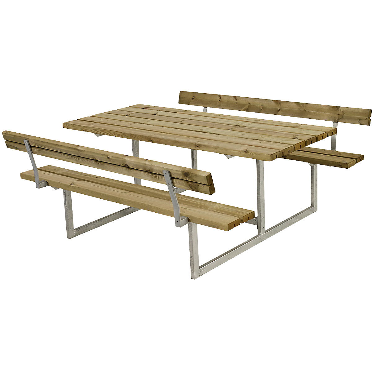 Picnic bench, for 6 people, with backrest, natural colour-3