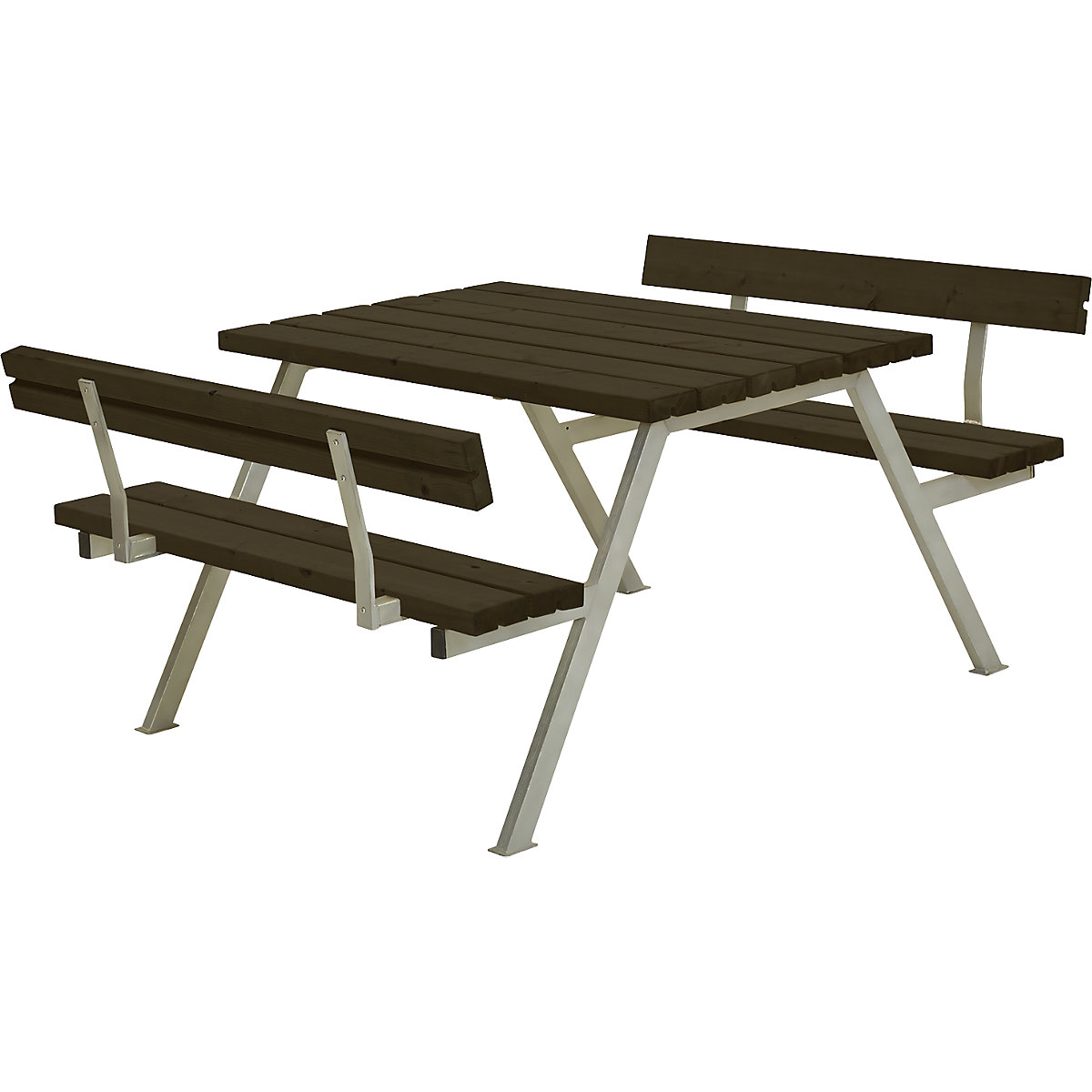 Picnic bench, with back rest, for 4 persons, length 1180 mm, black