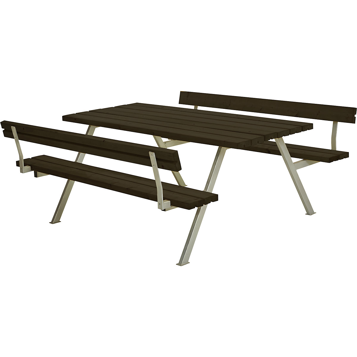 Picnic bench, with back rest, for 6 persons, length 1770 mm, black-2