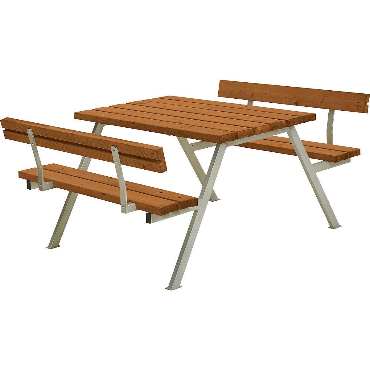 Picnic bench, with back rest, for 4 persons, length 1180 mm, teak
