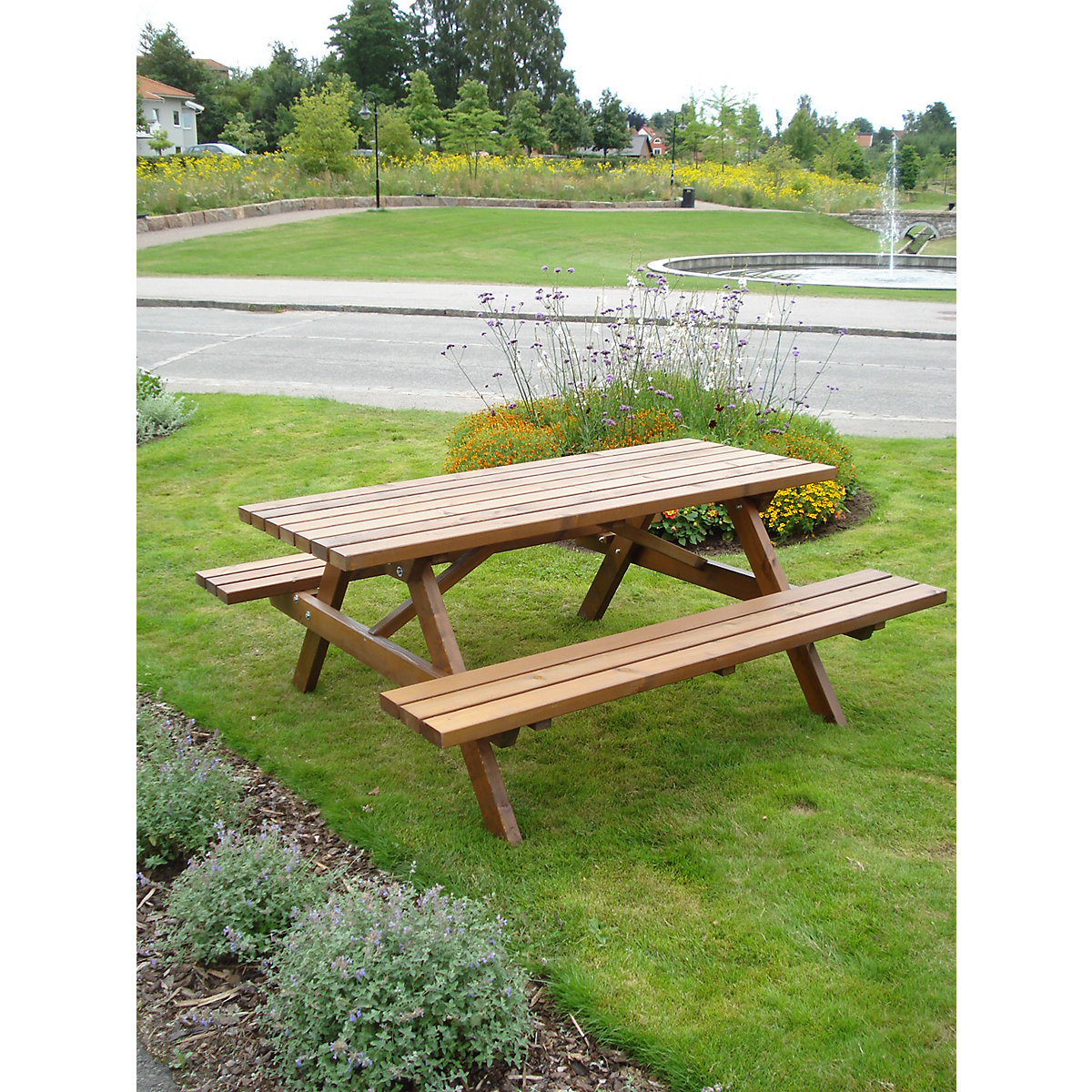 Picnic bench, square, brown, overall LxD 1700 x 1850 mm-2
