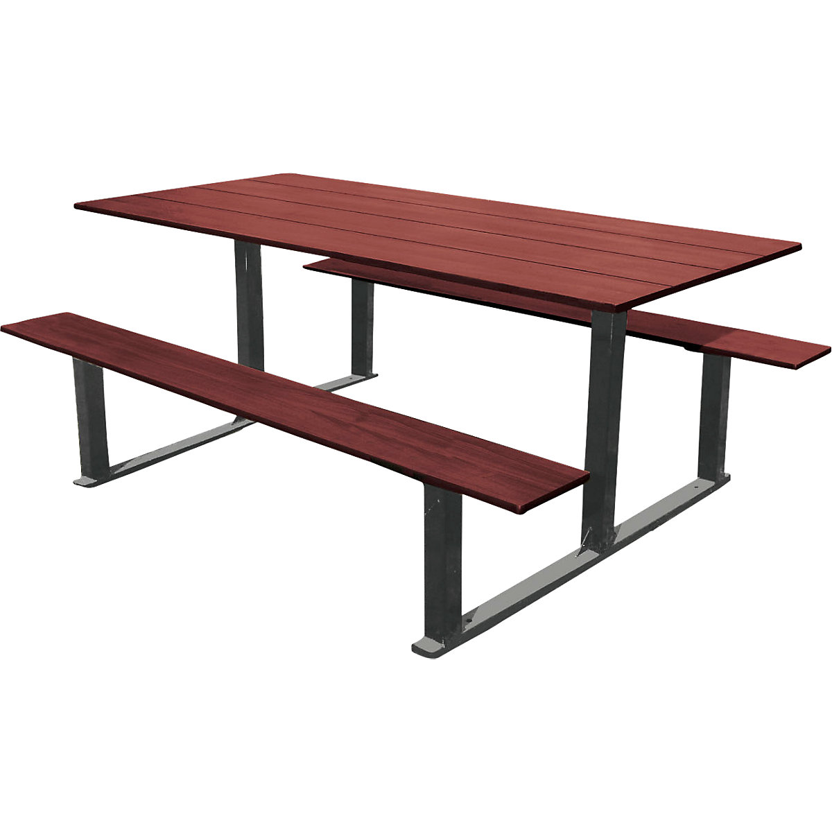 RIGA picnic bench – PROCITY, length 1500 mm, grey / mahogany-5