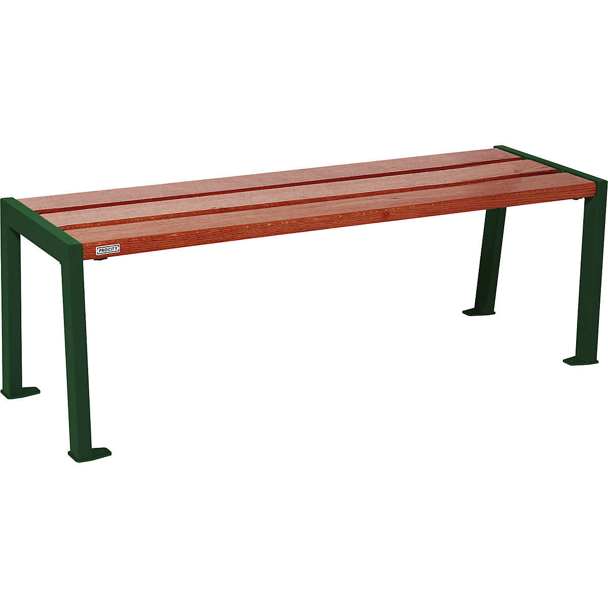 SILAOS® wooden bench without back rest – PROCITY, height 437 mm, length 1200 mm, moss green, mahogany-7