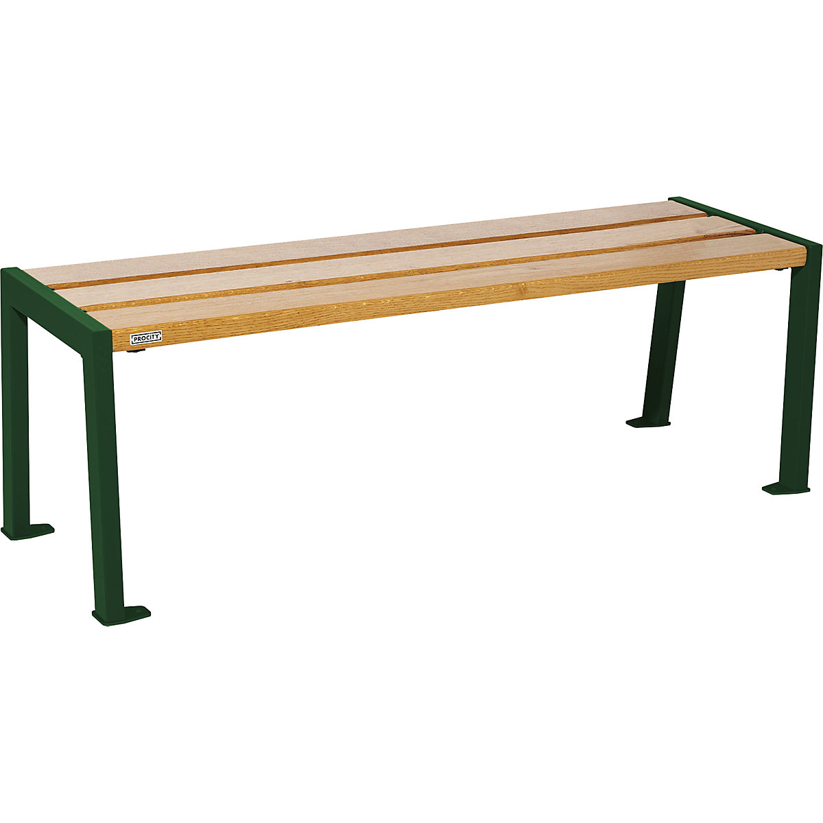 SILAOS® wooden bench without back rest – PROCITY, height 437 mm, length 1200 mm, moss green, light oak finish-4