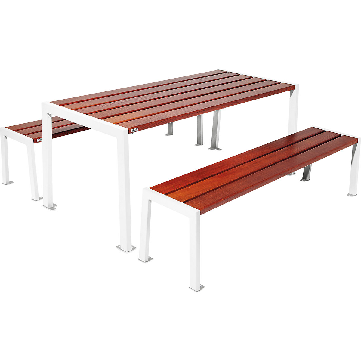 Silaos® bench set – PROCITY, length 1800 mm, white / mahogany-10