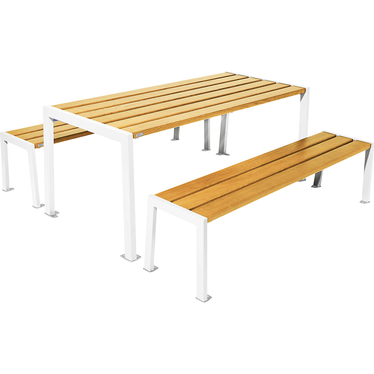Silaos® bench set – PROCITY, length 1800 mm, white / light oak-5