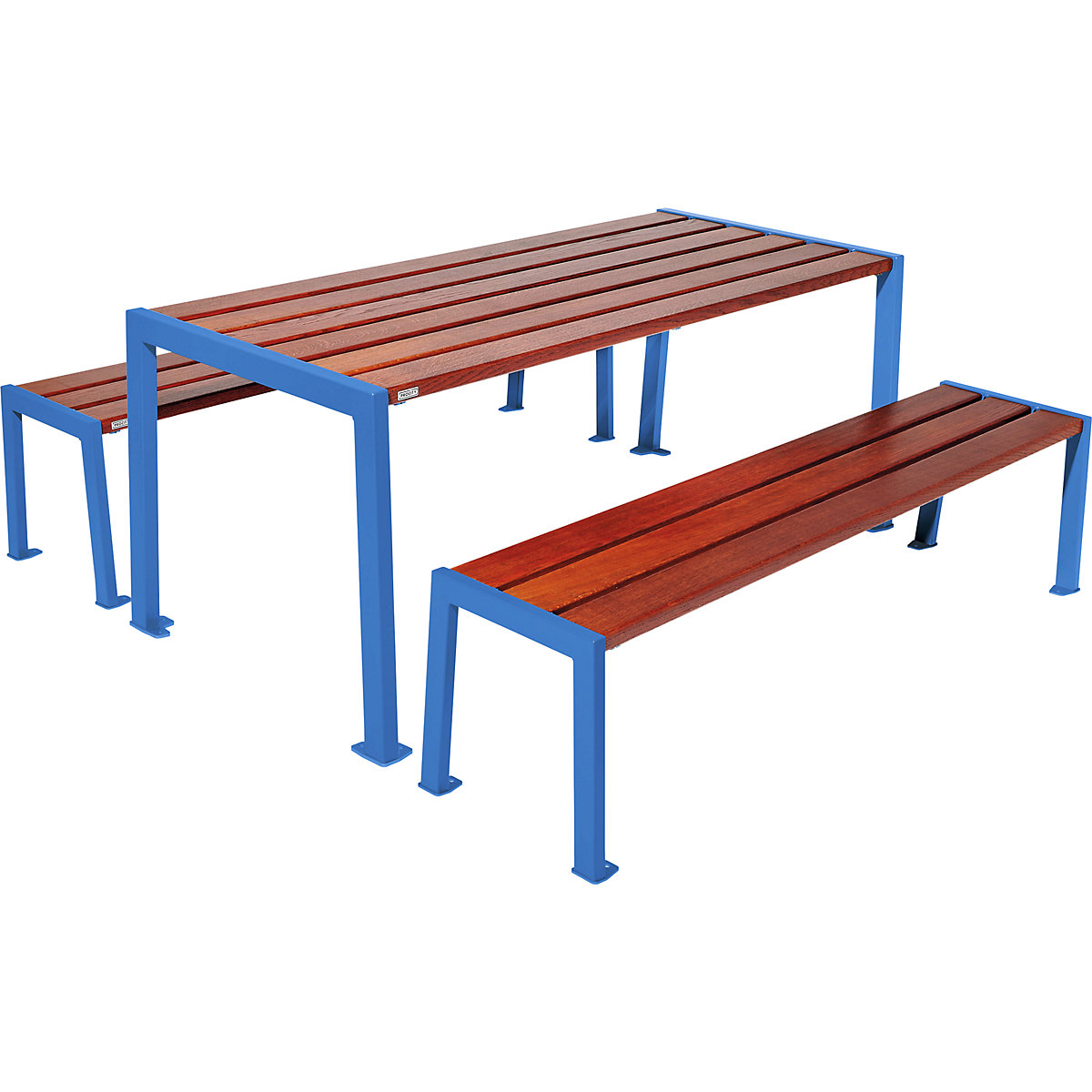 Silaos® bench set – PROCITY, length 1800 mm, blue / mahogany-3