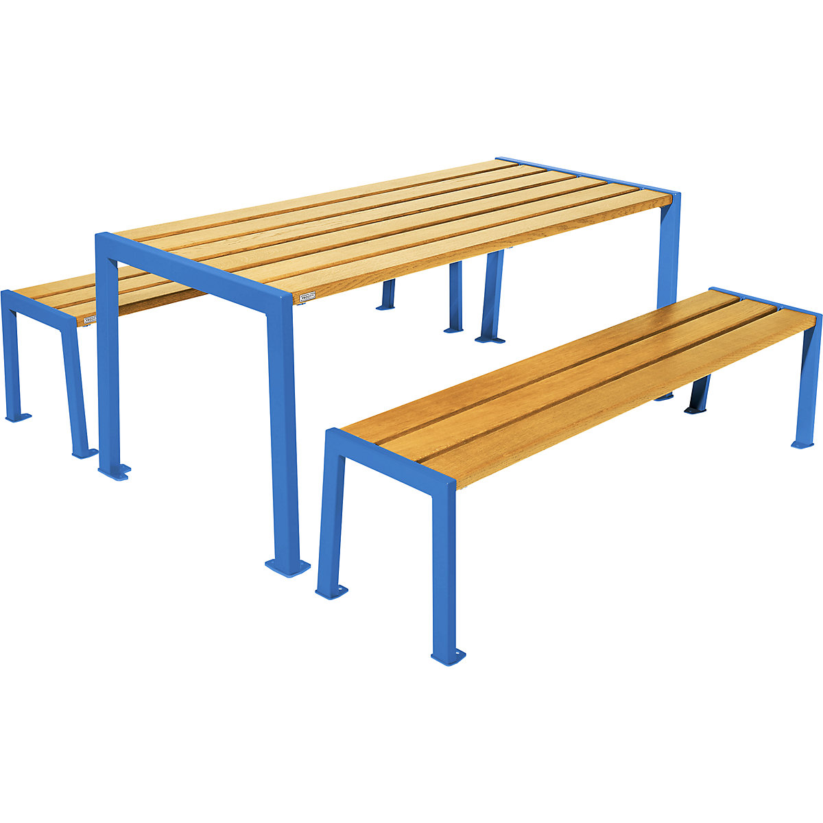 Silaos® bench set – PROCITY, length 1800 mm, blue / light oak-8
