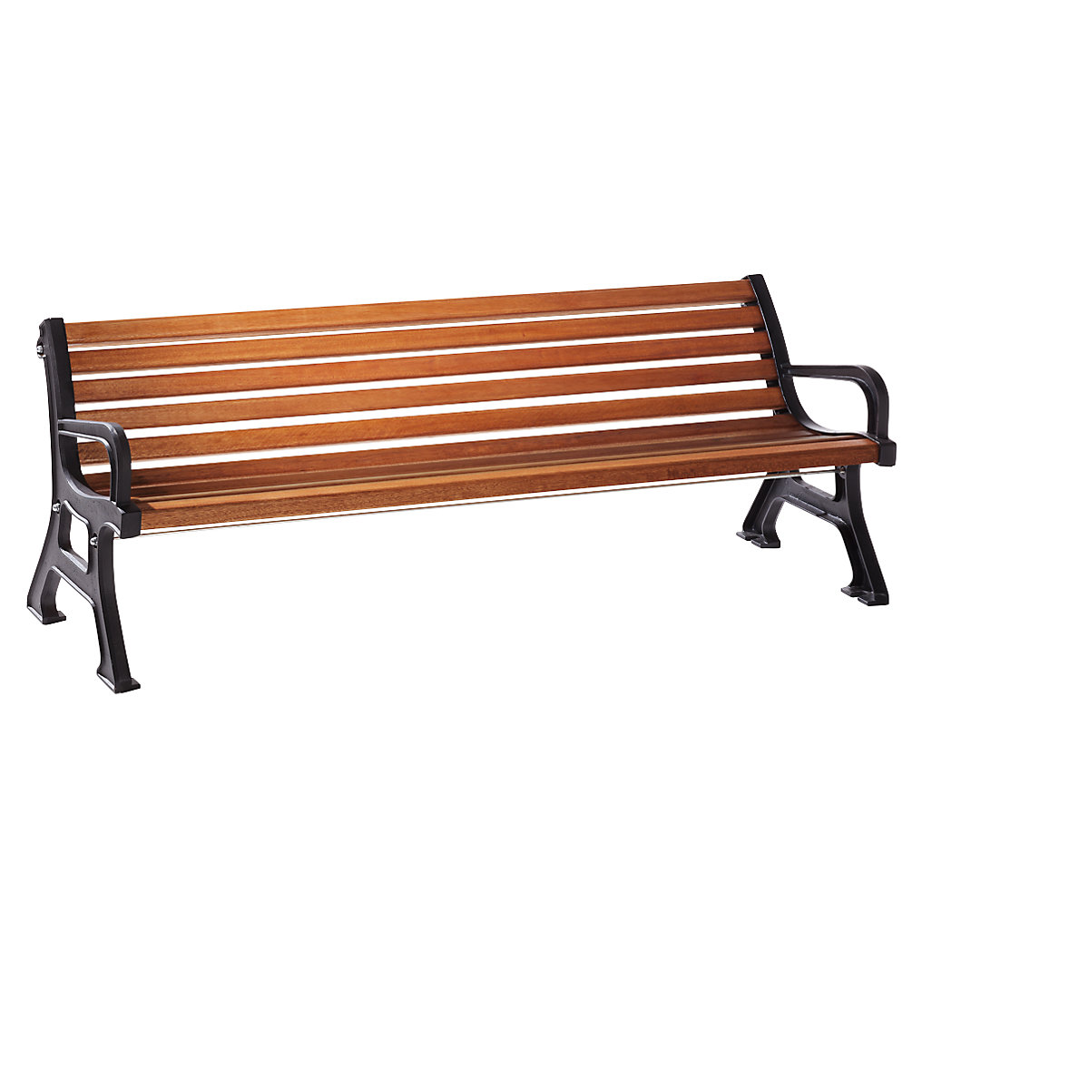 Solid wooden bench, with arm rests, meranti wood slats-5