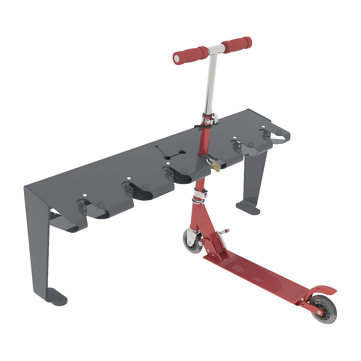 Pedal scooter stand – PROCITY, for floor installation, grey-2