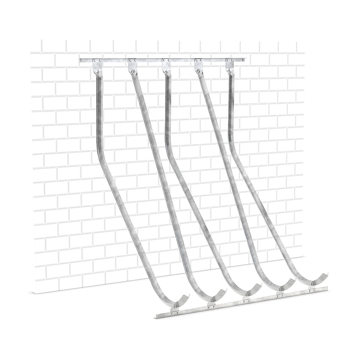 Semi vertical cycle rack, wall mounting, 5 parking spaces-3