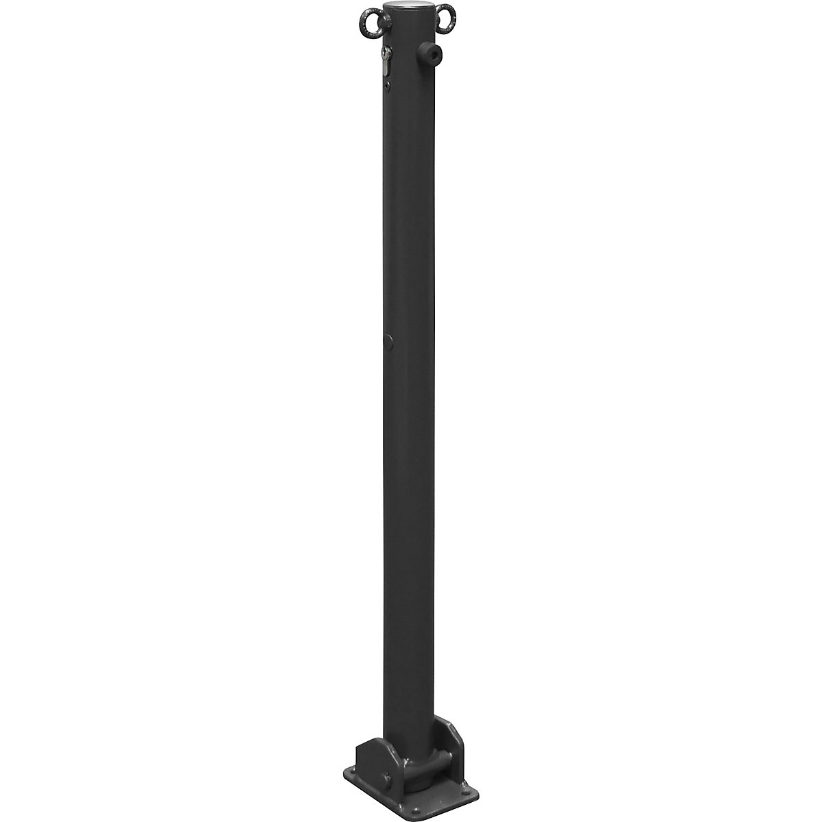 Barrier post, Ø 60 mm, iron mica, folding with profile cylinder, with 2 eyelets-2