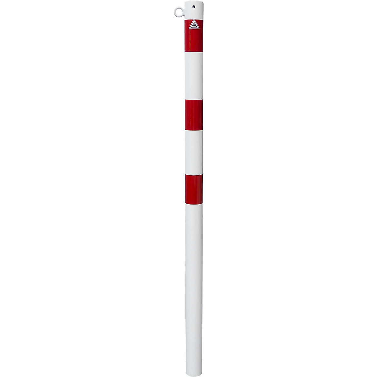 Barrier post, Ø 60 mm, white / red, for concreting in, with 1 eyelet-3