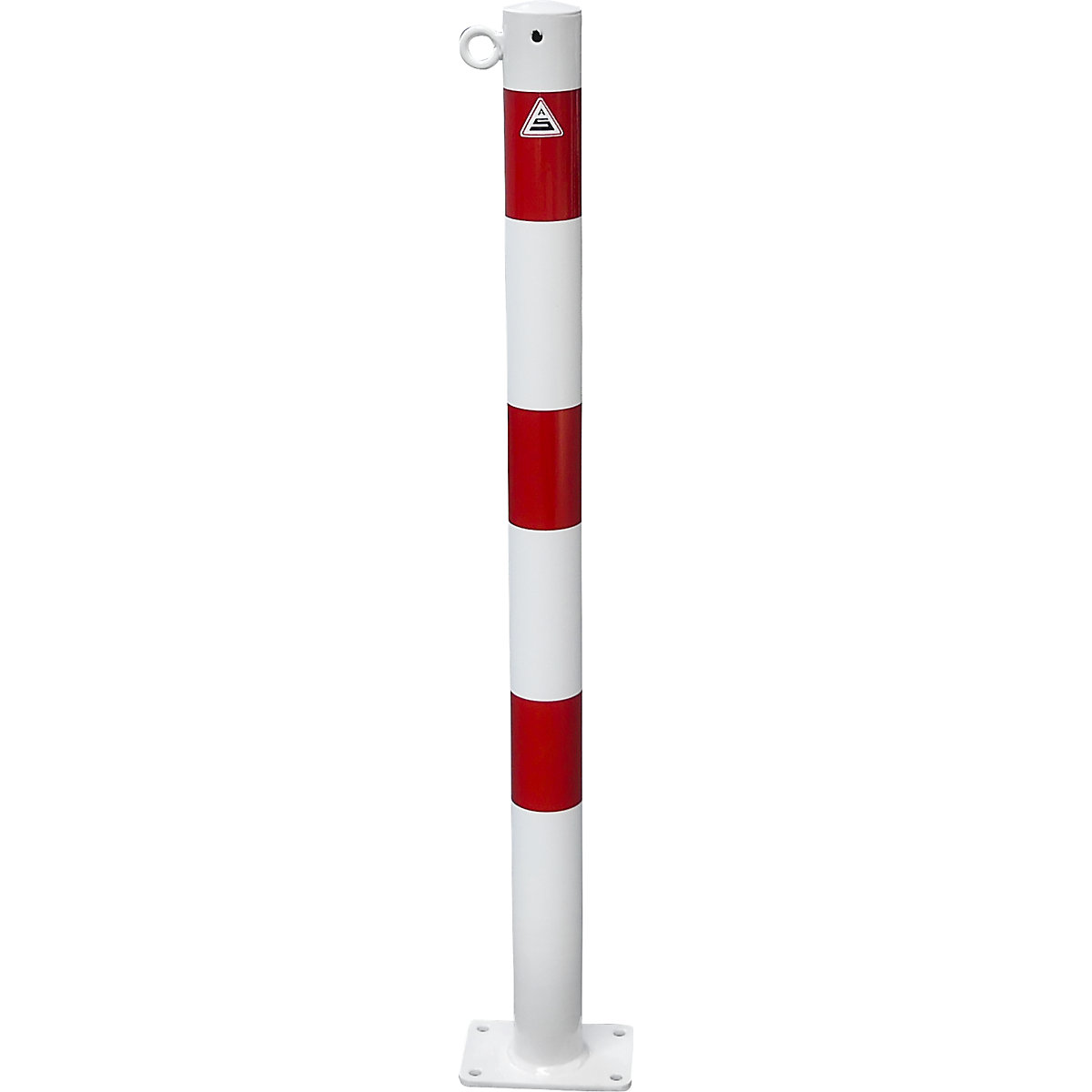 Barrier post, Ø 60 mm, white / red, for bolting in place, with 1 eyelet-3