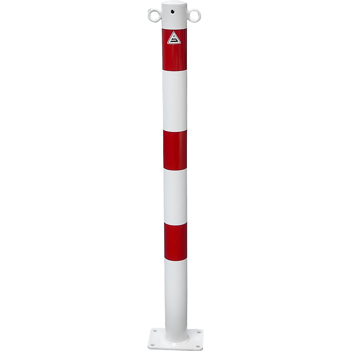 Barrier post, Ø 60 mm, white / red, for bolting in place, with 2 eyelets-2