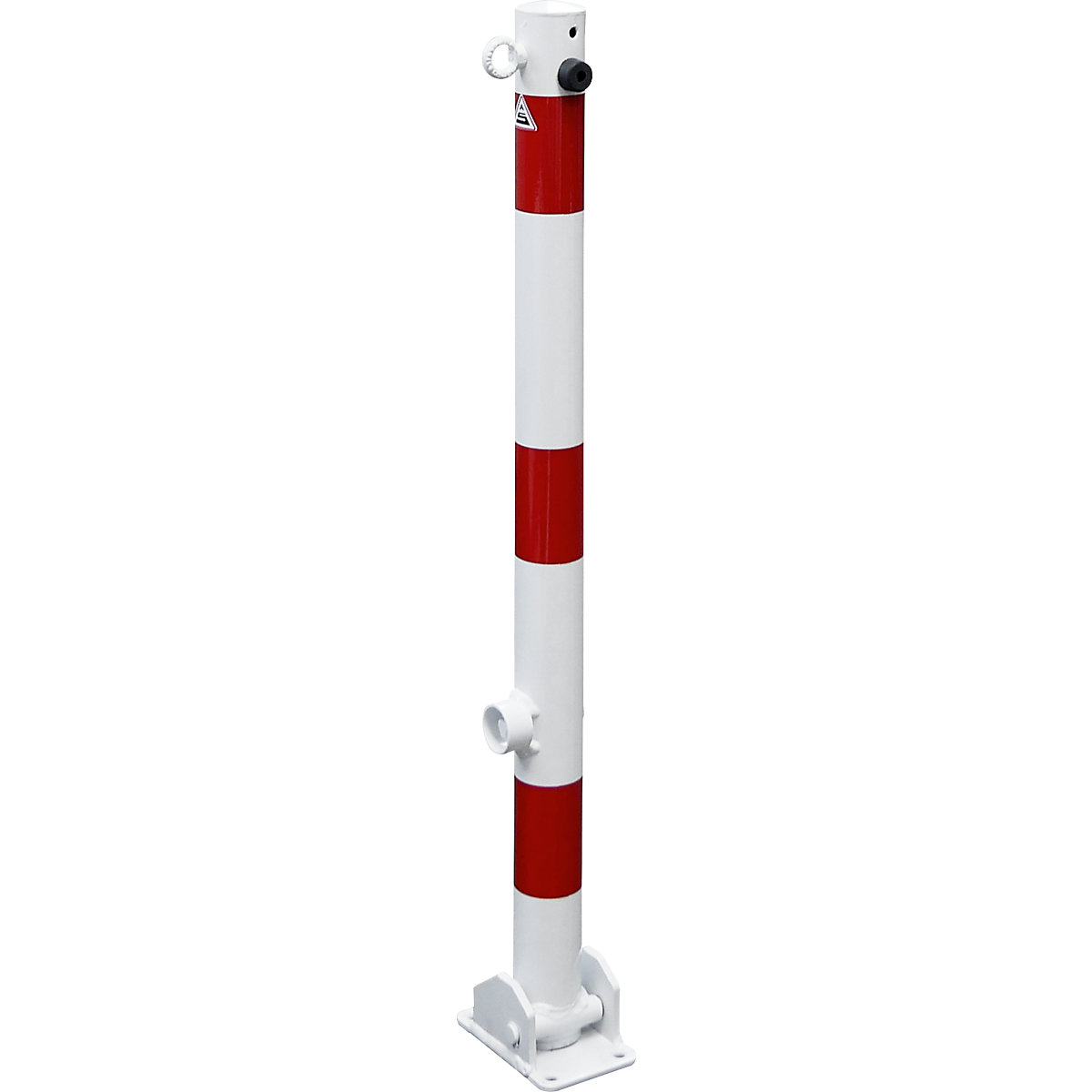 Barrier post, Ø 60 mm, white / red, folding, with 1 eyelet-3