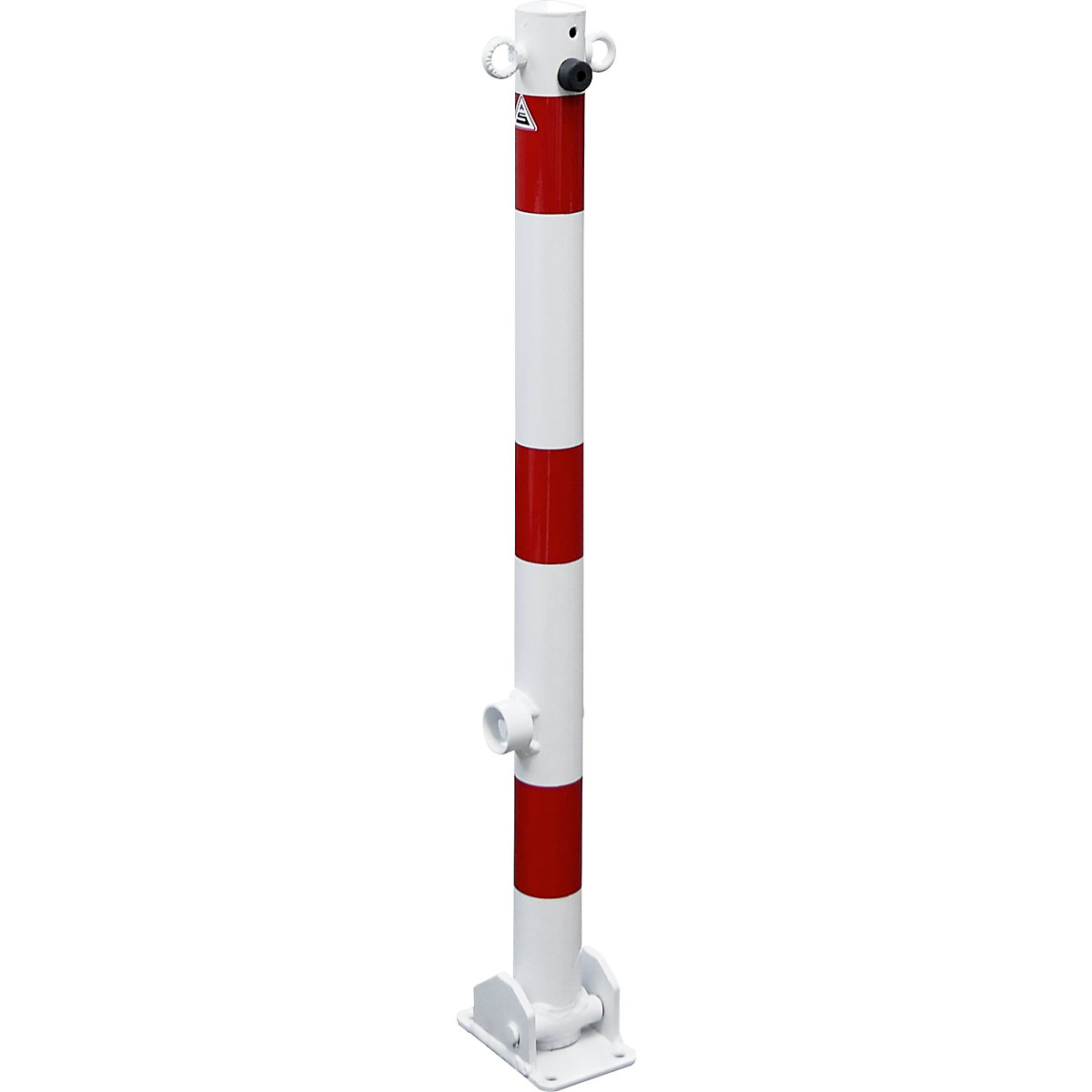 Barrier post, Ø 60 mm, white / red, folding, with 2 eyelets-2