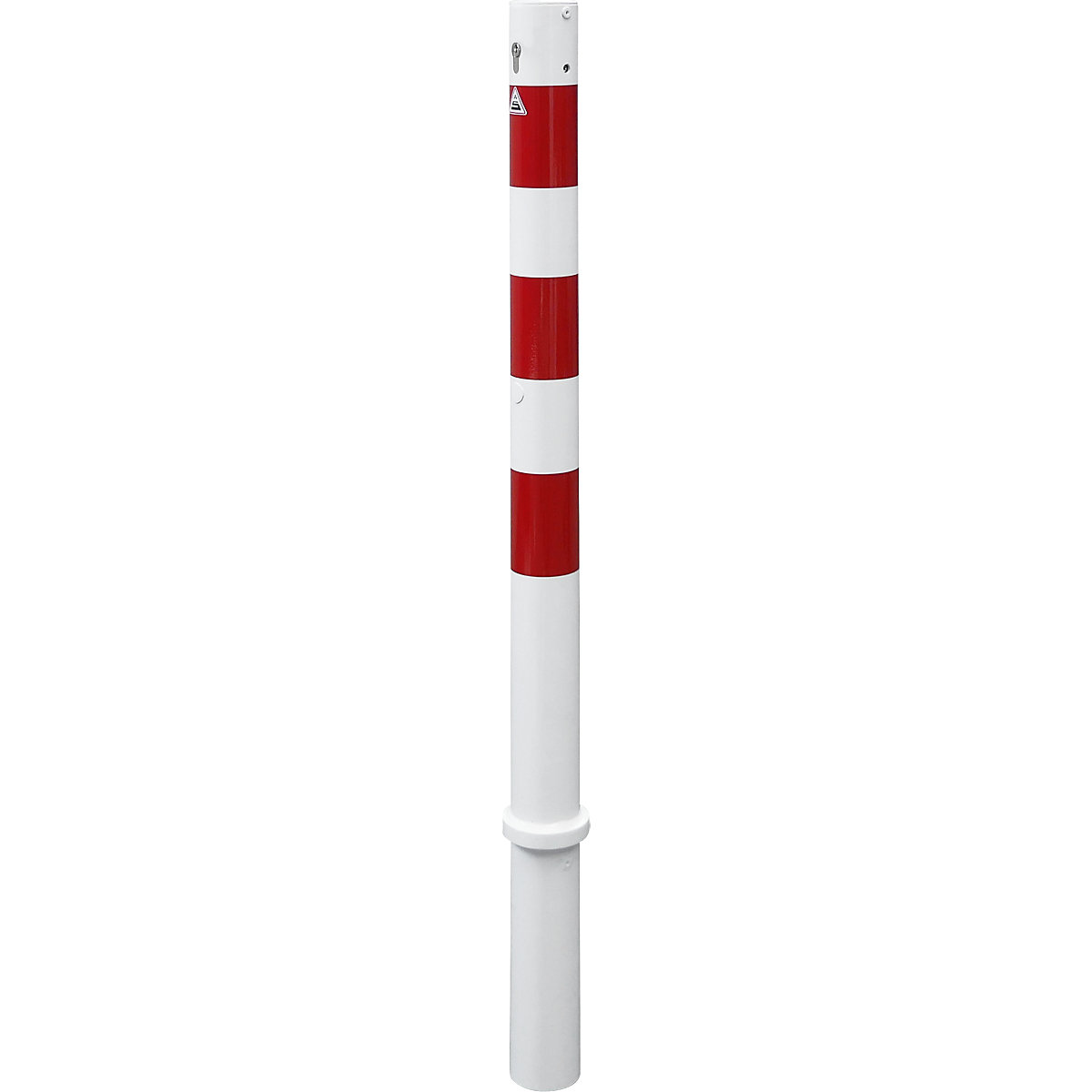 Barrier post, Ø 76 mm, white / red, removable with profile cylinder, without eyelet-3