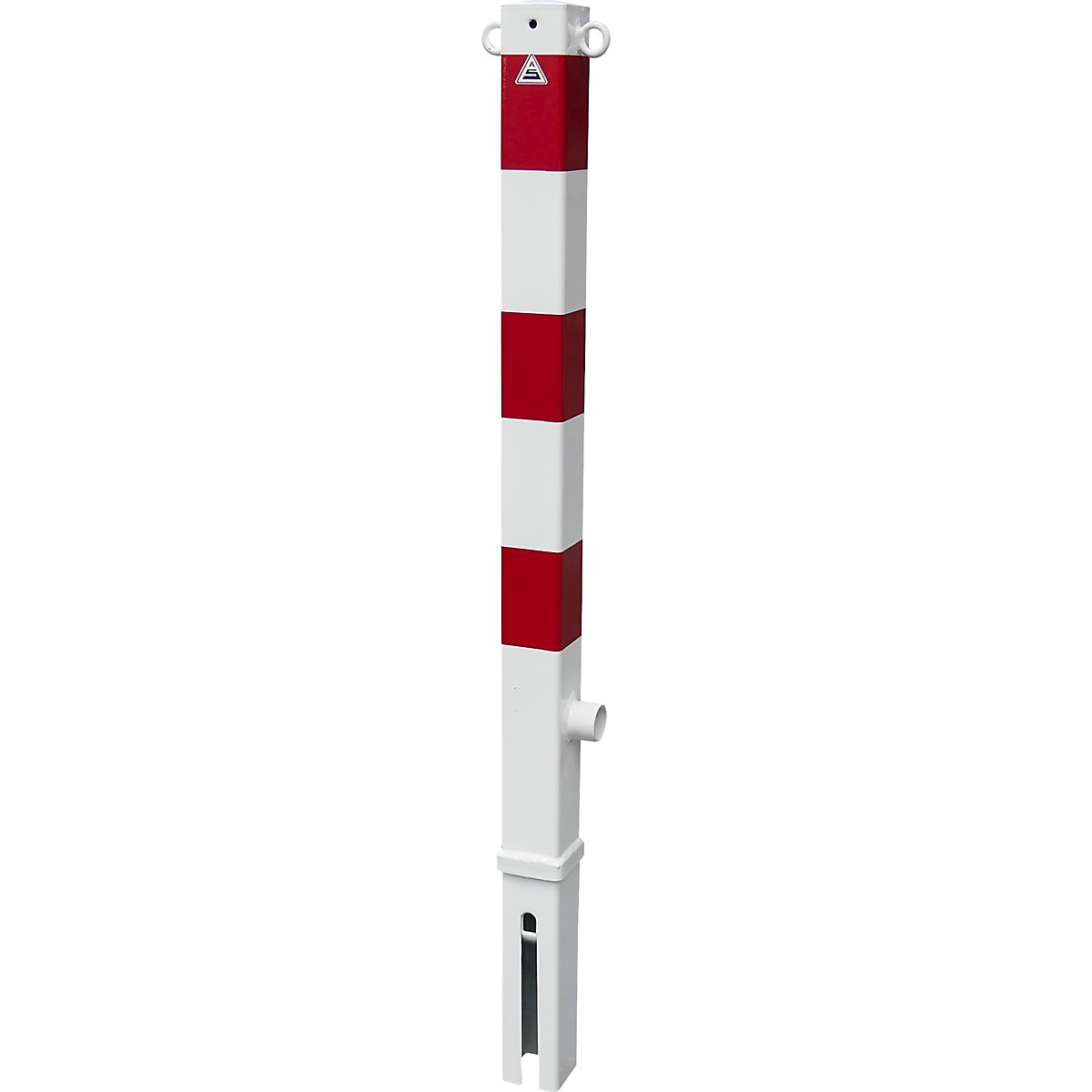 Barrier post, 70 x 70 mm, white / red, removable, with 2 eyelets-2