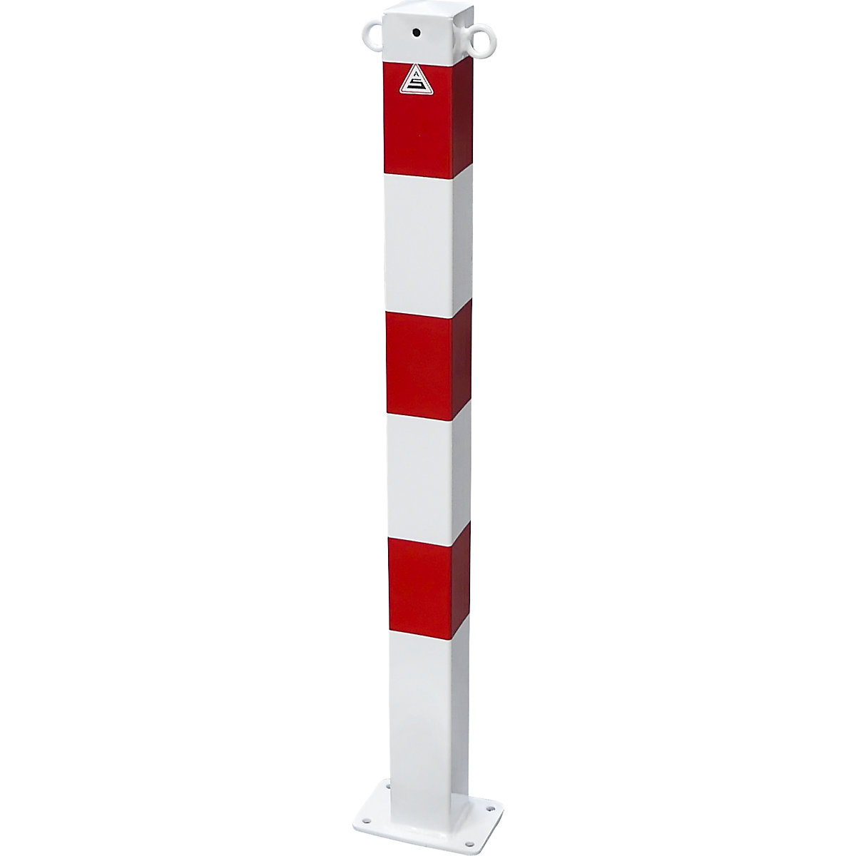 Barrier post, 70 x 70 mm, white / red, for bolting in place, with 2 eyelets-2