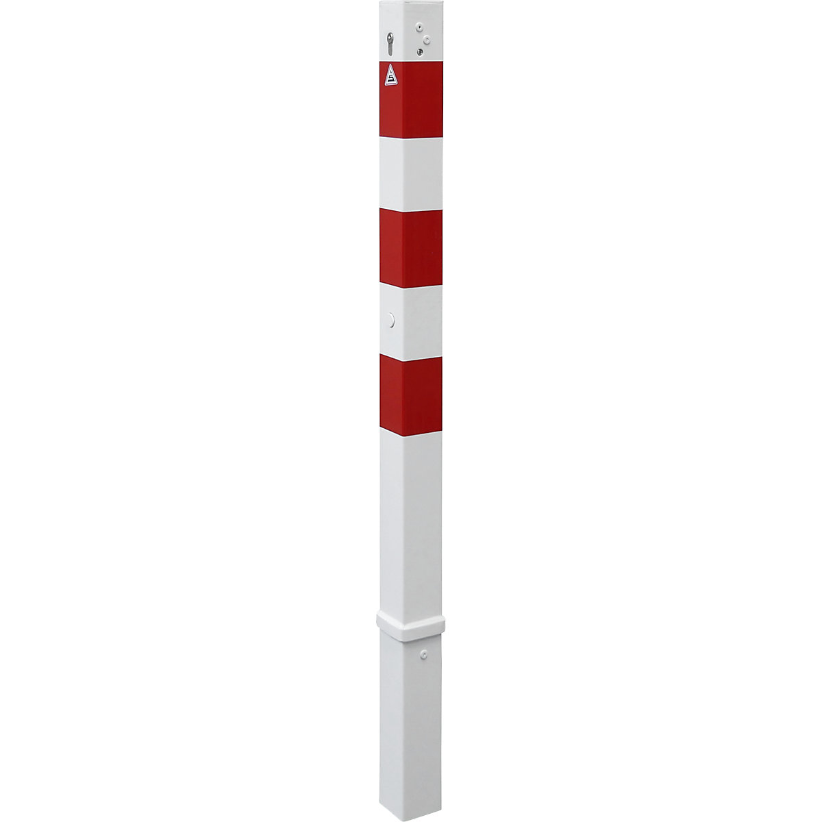 Barrier post, 70 x 70 mm, white / red, removable with profile cylinder, without eyelet-3