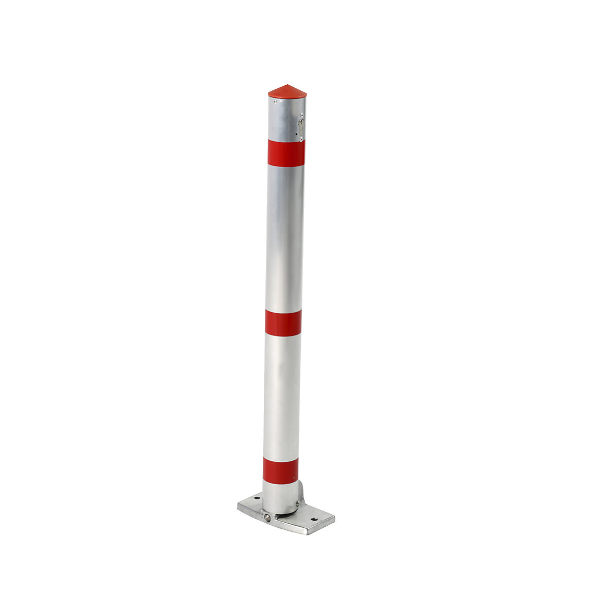 Barrier post, aluminium pipe, lockable, with foot pedal and automatic mechanism, triangle lock