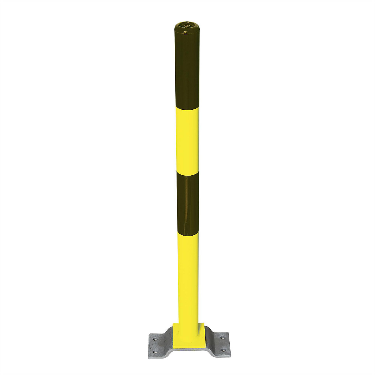 Barrier post made of steel, for bolting in place, Ø 76 mm, black/yellow, 1 chain eyelet-6