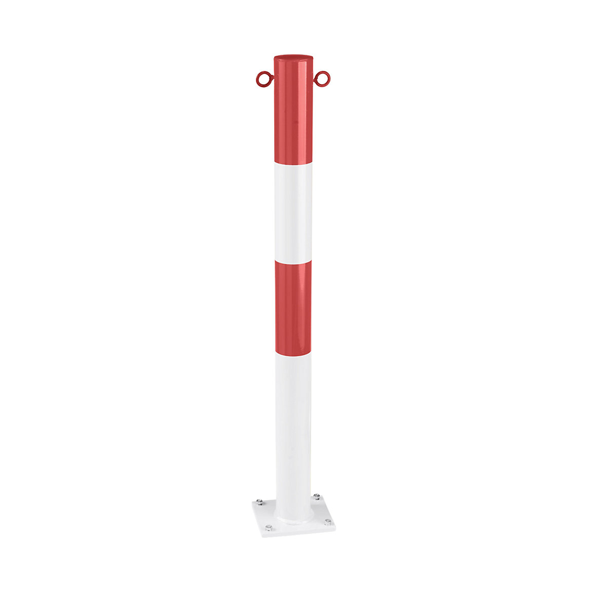 Barrier post made of tubular steel, for bolting in place, Ø 76 mm, red / white, zinc plated and painted-2