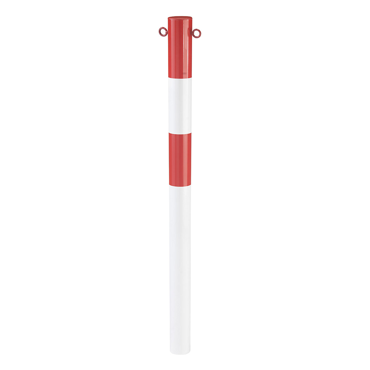 Barrier post made of tubular steel, for concreting in, Ø 76 mm, red / white, zinc plated and painted-4