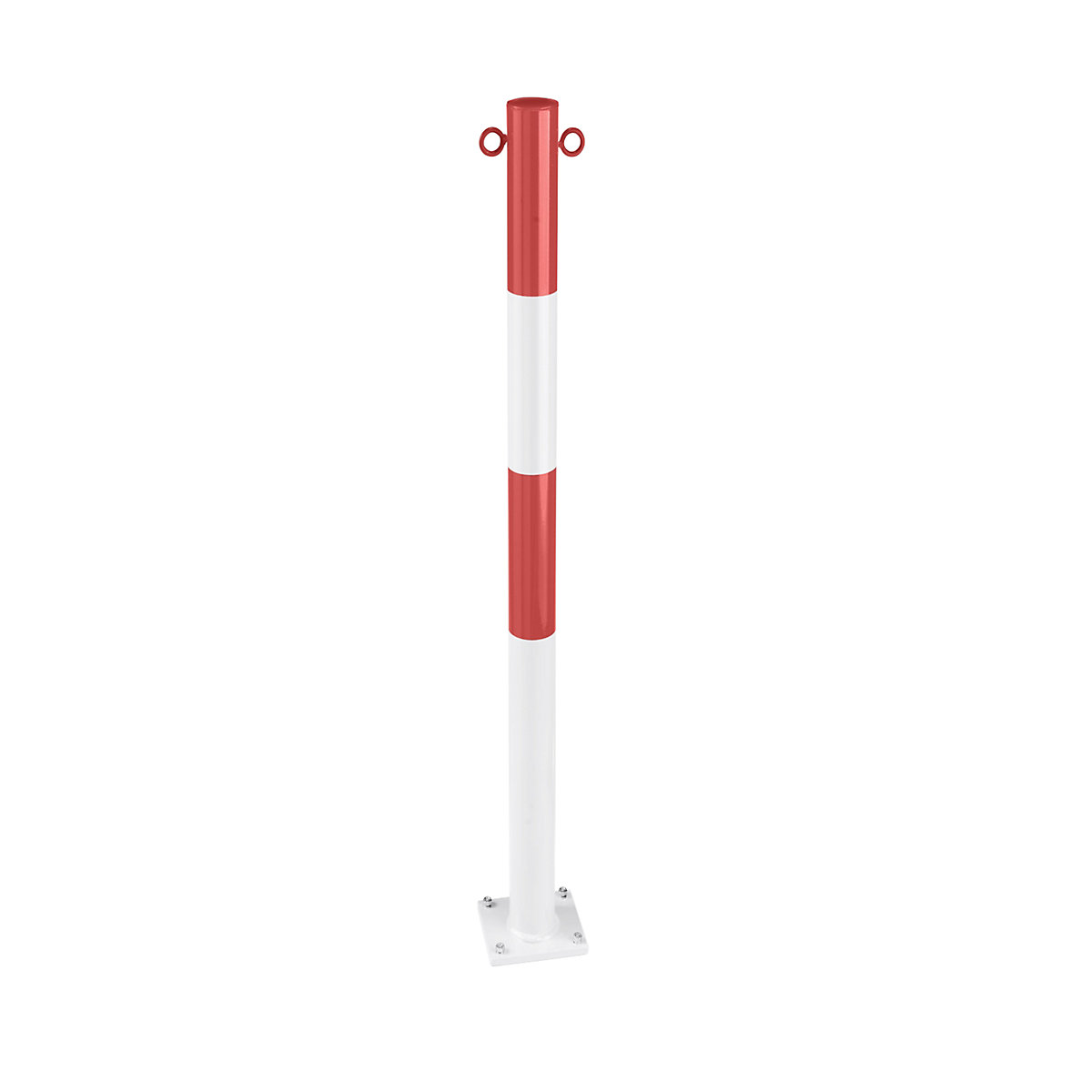 Barrier post made of tubular steel, for bolting in place, Ø 60 mm, red / white, zinc plated and painted-2