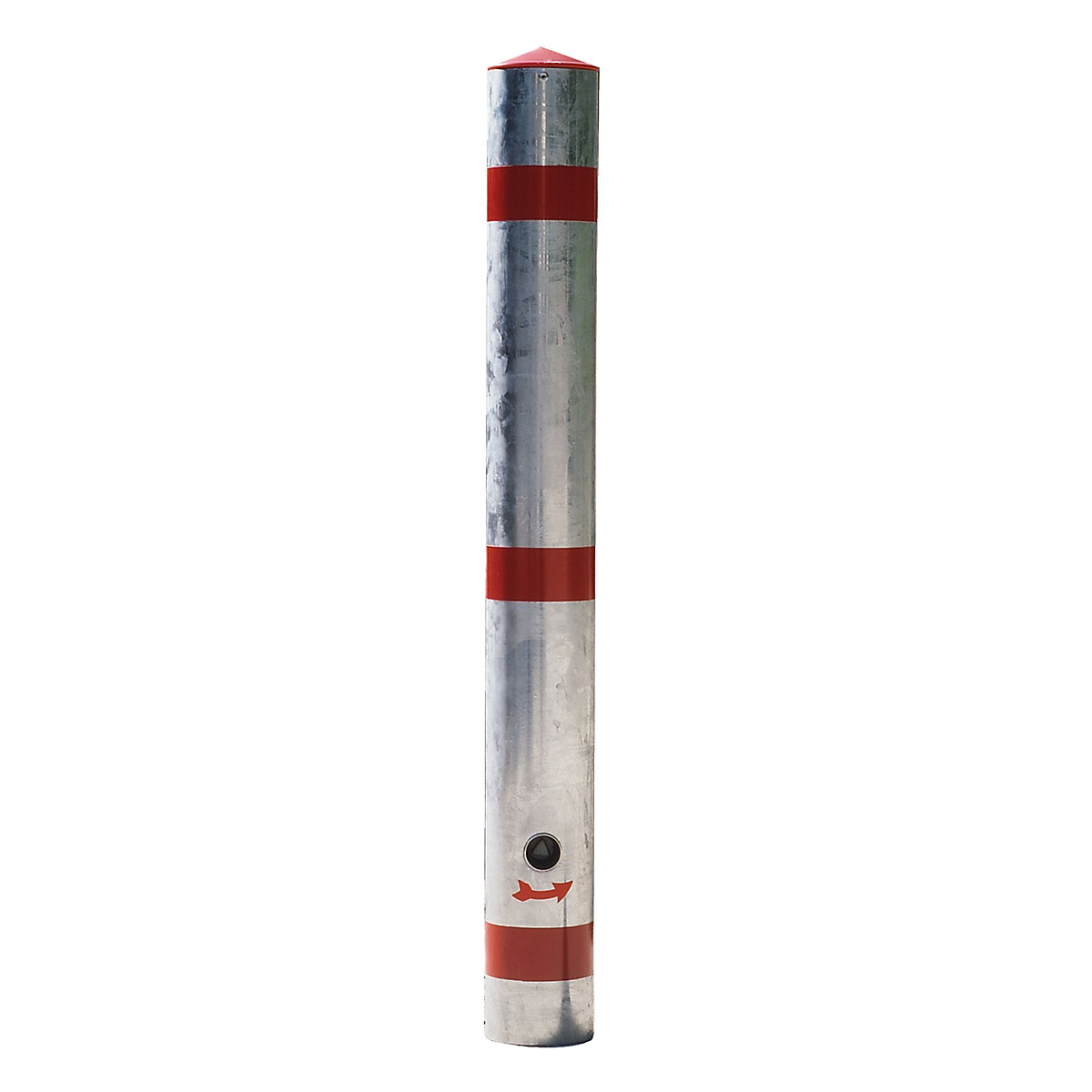 Barrier post made of tubular steel, removable, with base sleeve, round, Ø 76 mm