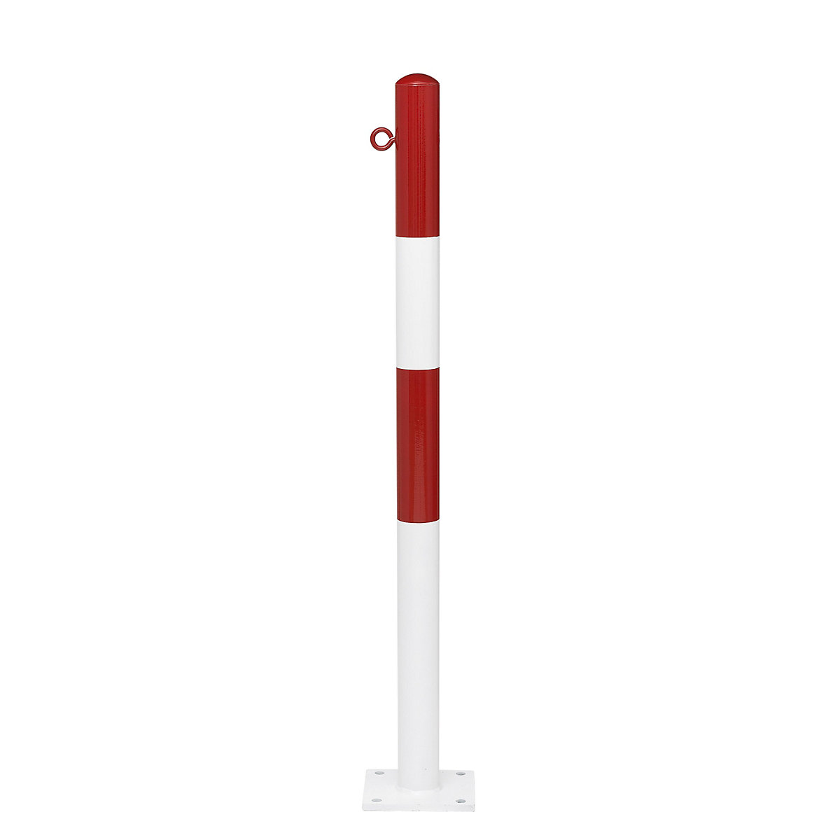 Barrier post, for bolting in place, Ø 76 mm, red/white plastic coated, 1 eyelet-5