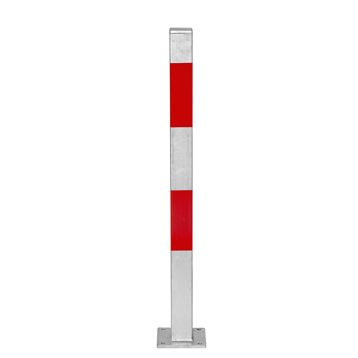 Barrier post, for bolting in place, 70 x 70 mm, hot dip galvanised / reflective red-5