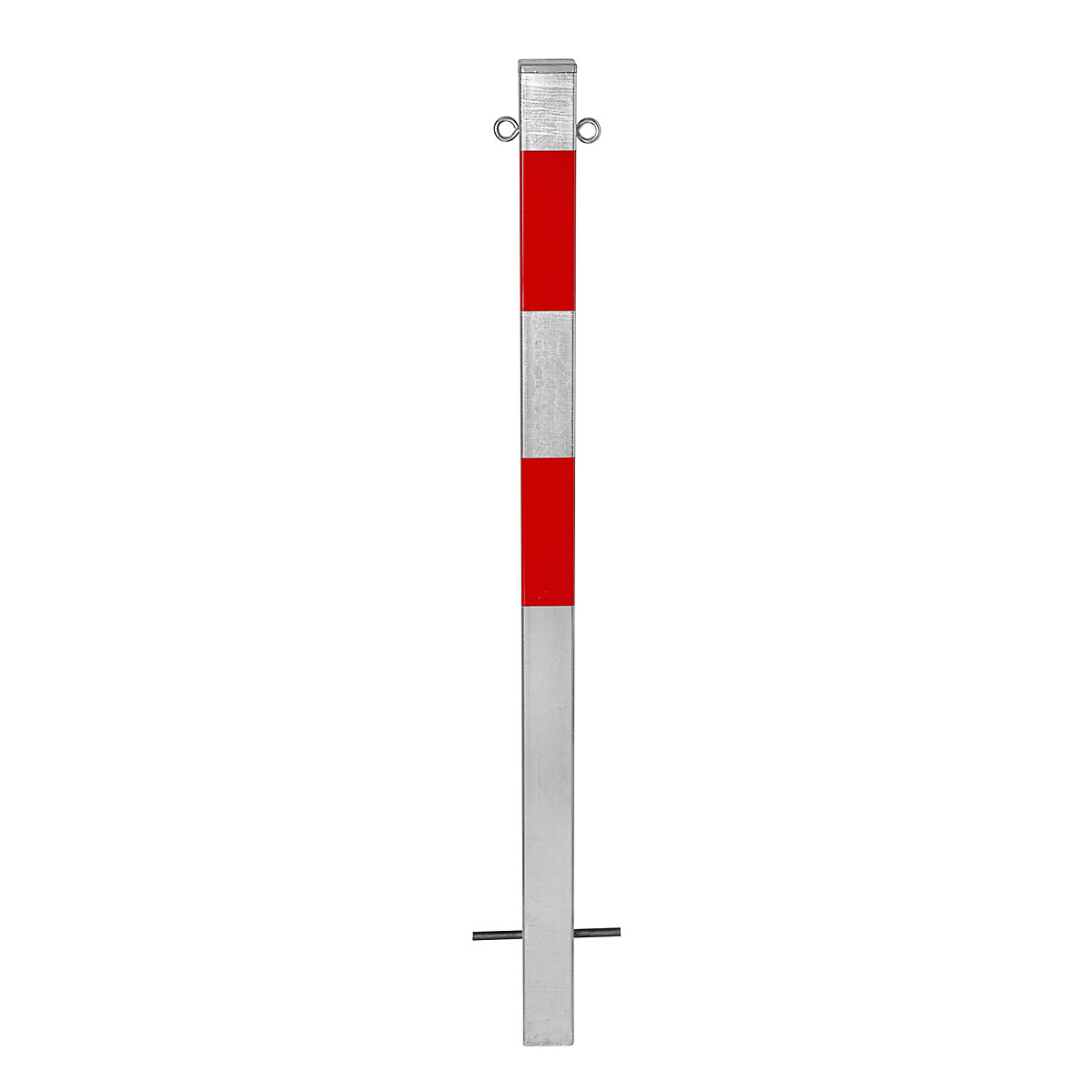 Barrier post, for setting in concrete, 70 x 70 mm, hot dip galvanised / reflective red, 2 eyelets-11