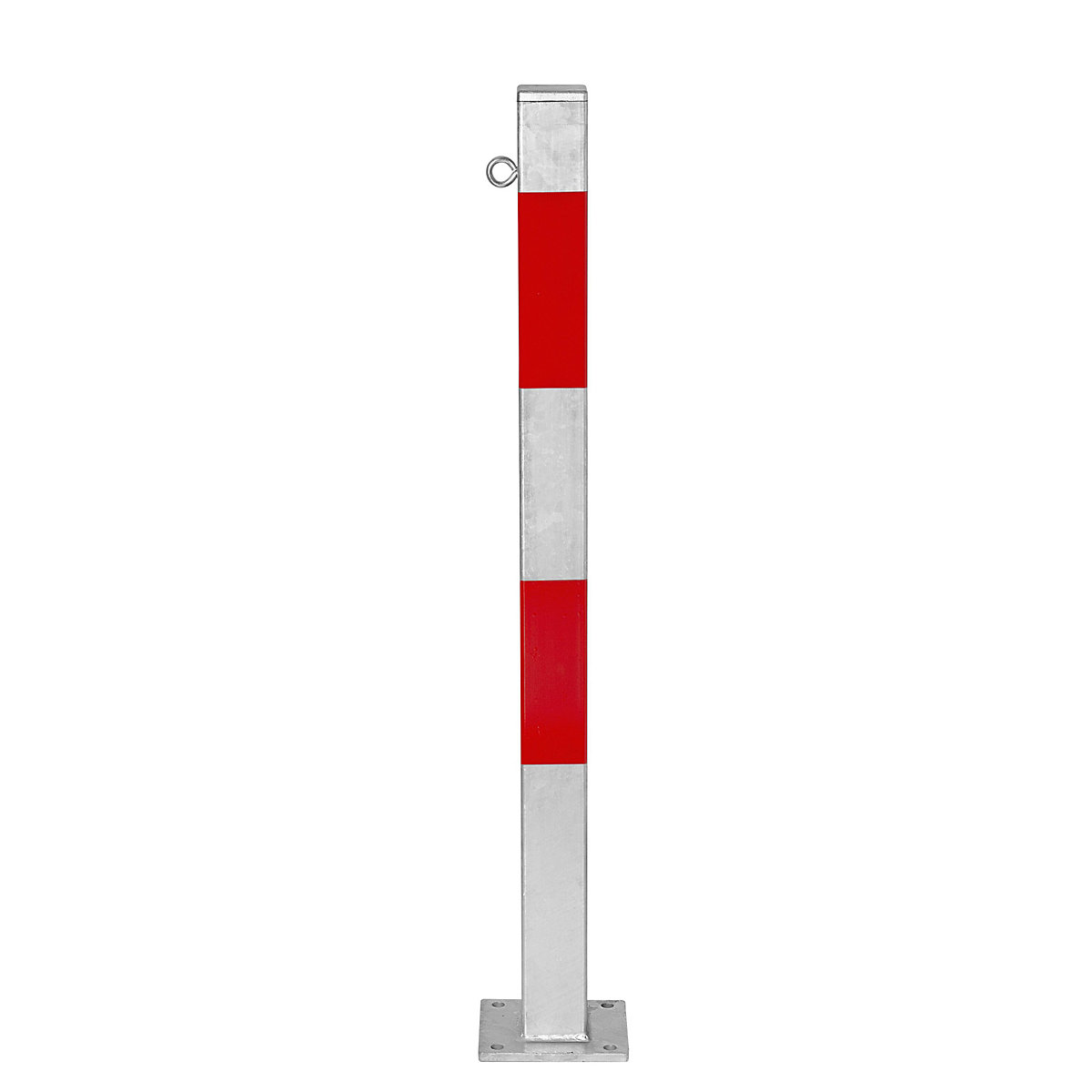 Barrier post, for bolting in place, 70 x 70 mm, hot dip galvanised / reflective red, 1 eyelet-10