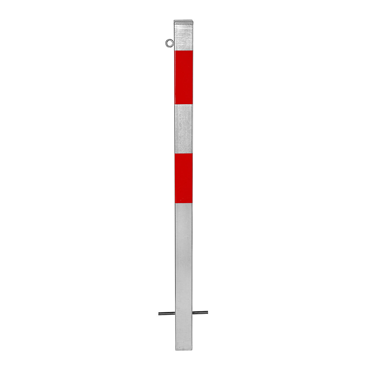 Barrier post, for setting in concrete, 70 x 70 mm, hot dip galvanised / reflective red, 1 eyelet-10
